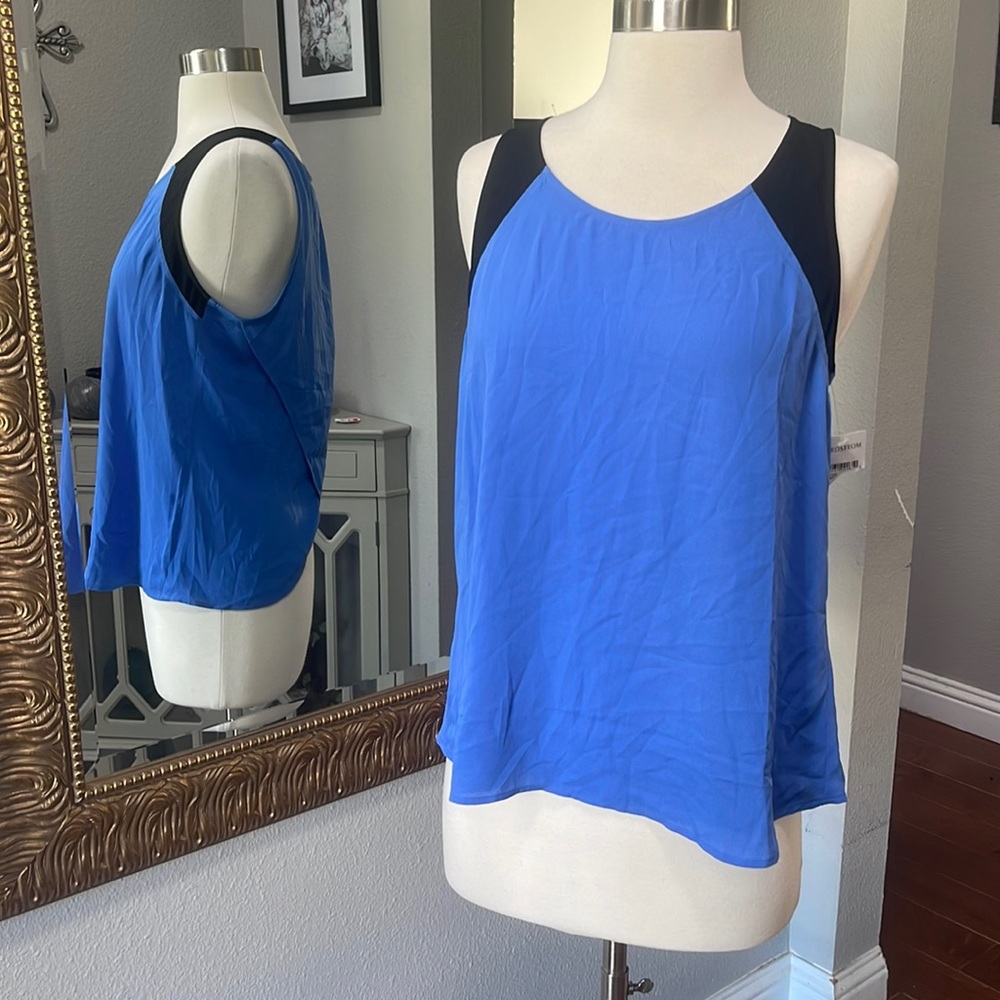 Trouvé Envelope Back Black & Blue Top NWT